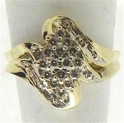 Lady's Diamond Cluster Ring 38 Diamonds .68 Carat T.W. 10K Yellow Gold 4g